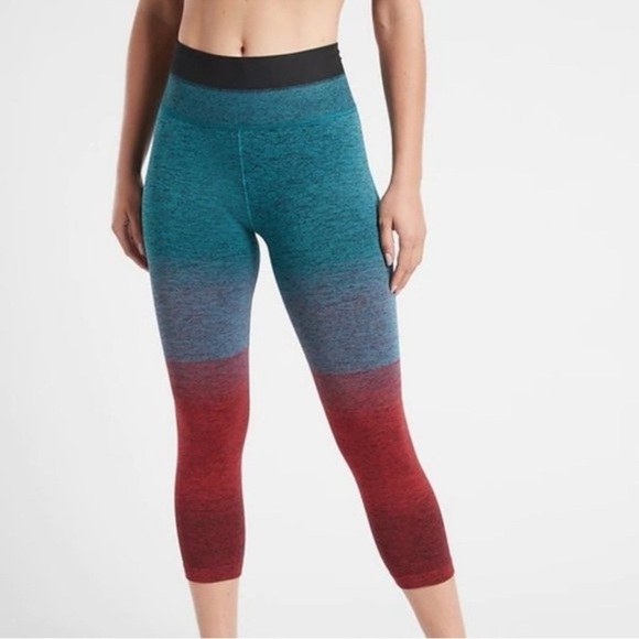 Athleta Relay Capri leggings size large seamless multicolor activewear colorful - Picture 2 of 9